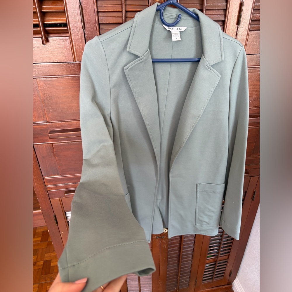 Athleta Open-Front Blazer Jacket in Sage Green